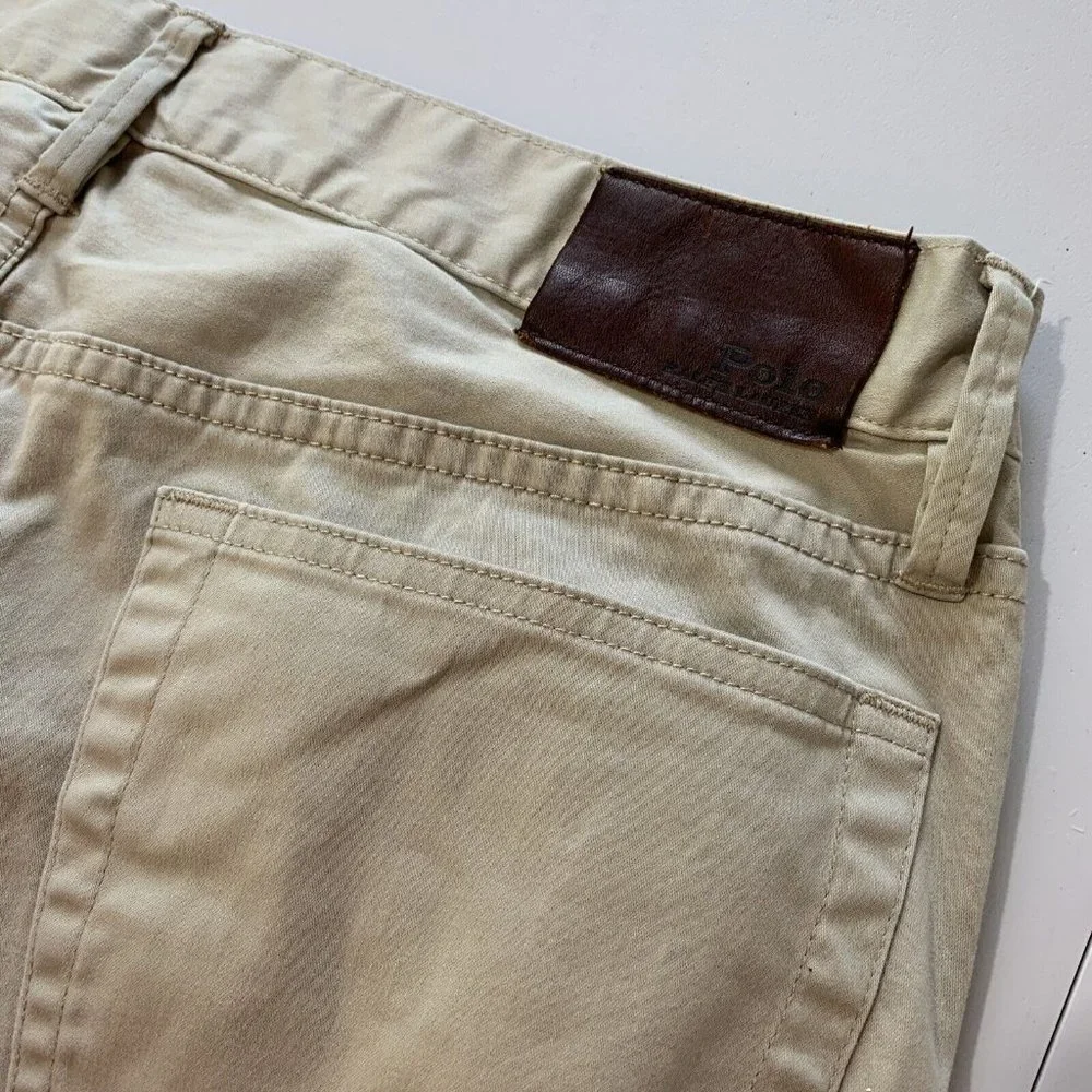 Polo Ralph Lauren Pants Khaki 34x30 Cotton Blend Flat Front Zip‎ Straight Mens